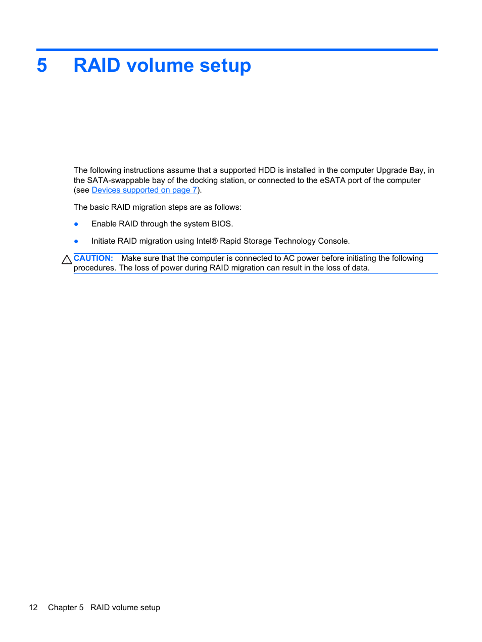 Raid volume setup, 5 raid volume setup, 5raid volume setup | HP EliteBook 8560w Mobile Workstation User Manual | Page 16 / 45