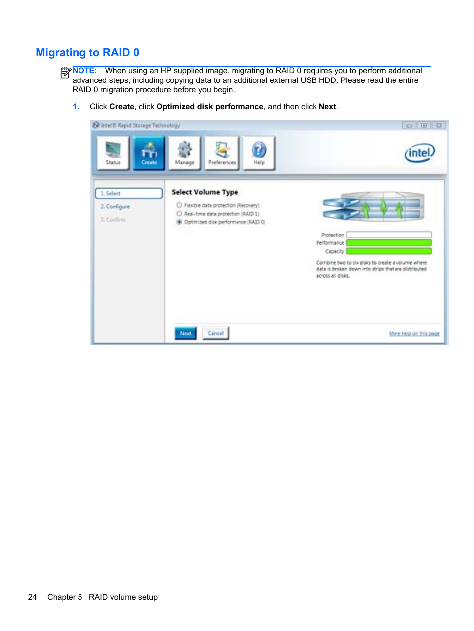 Migrating to raid 0 | HP EliteBook 8560w Mobile Workstation User Manual | Page 28 / 45