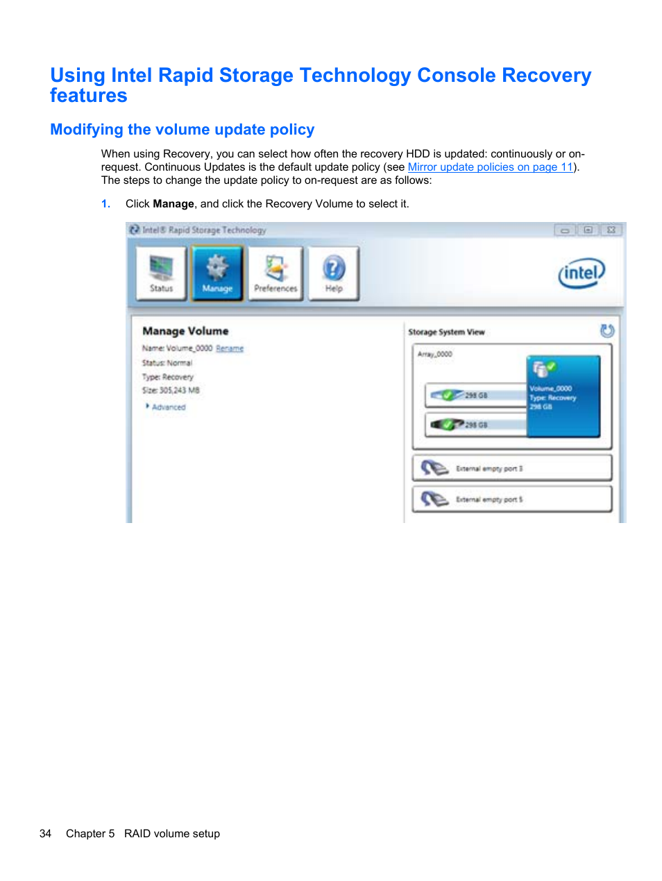 Modifying the volume update policy | HP EliteBook 8560w Mobile Workstation User Manual | Page 38 / 45