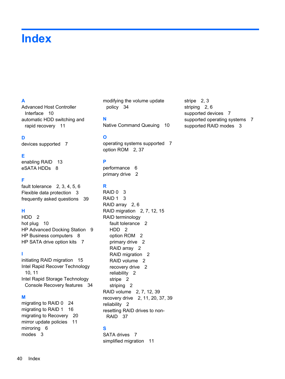 Index | HP EliteBook 8560w Mobile Workstation User Manual | Page 44 / 45