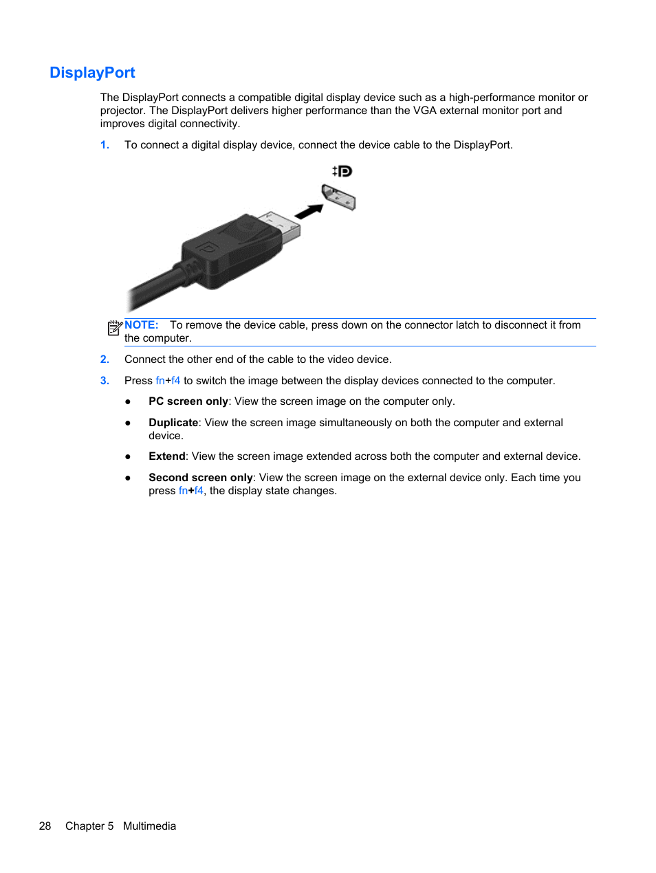 Displayport | HP EliteBook 820 G1 Notebook PC User Manual | Page 38 / 87