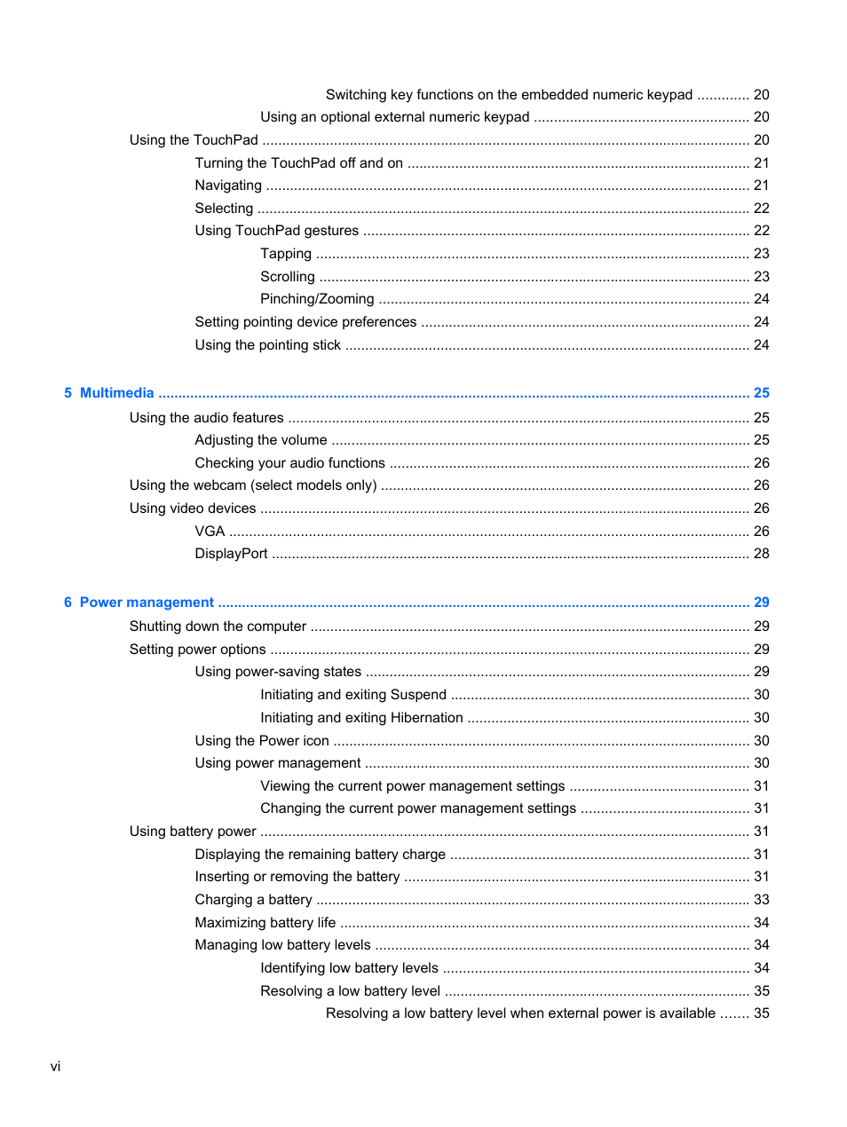 HP EliteBook 820 G1 Notebook PC User Manual | Page 6 / 87