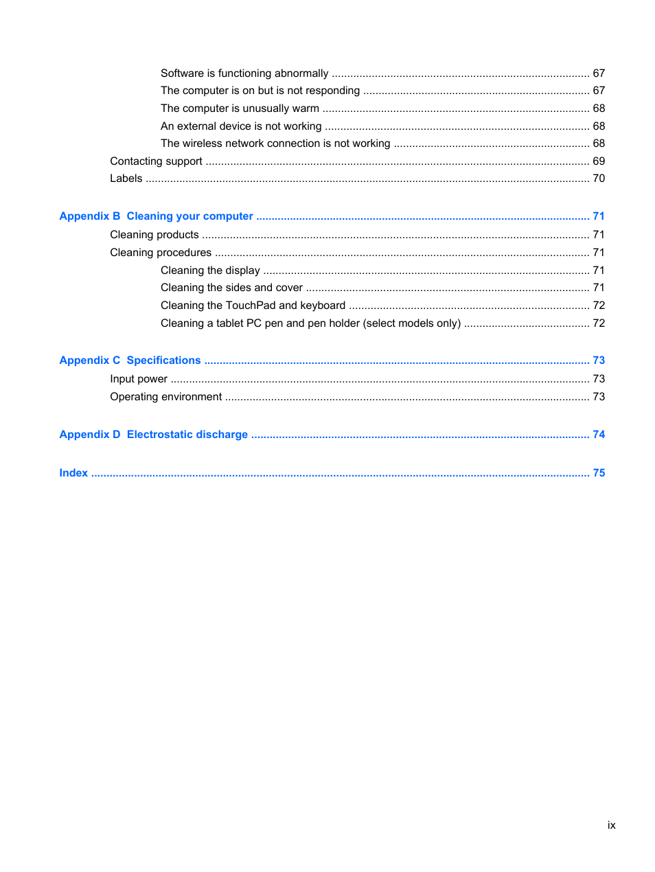 HP EliteBook 820 G1 Notebook PC User Manual | Page 9 / 87