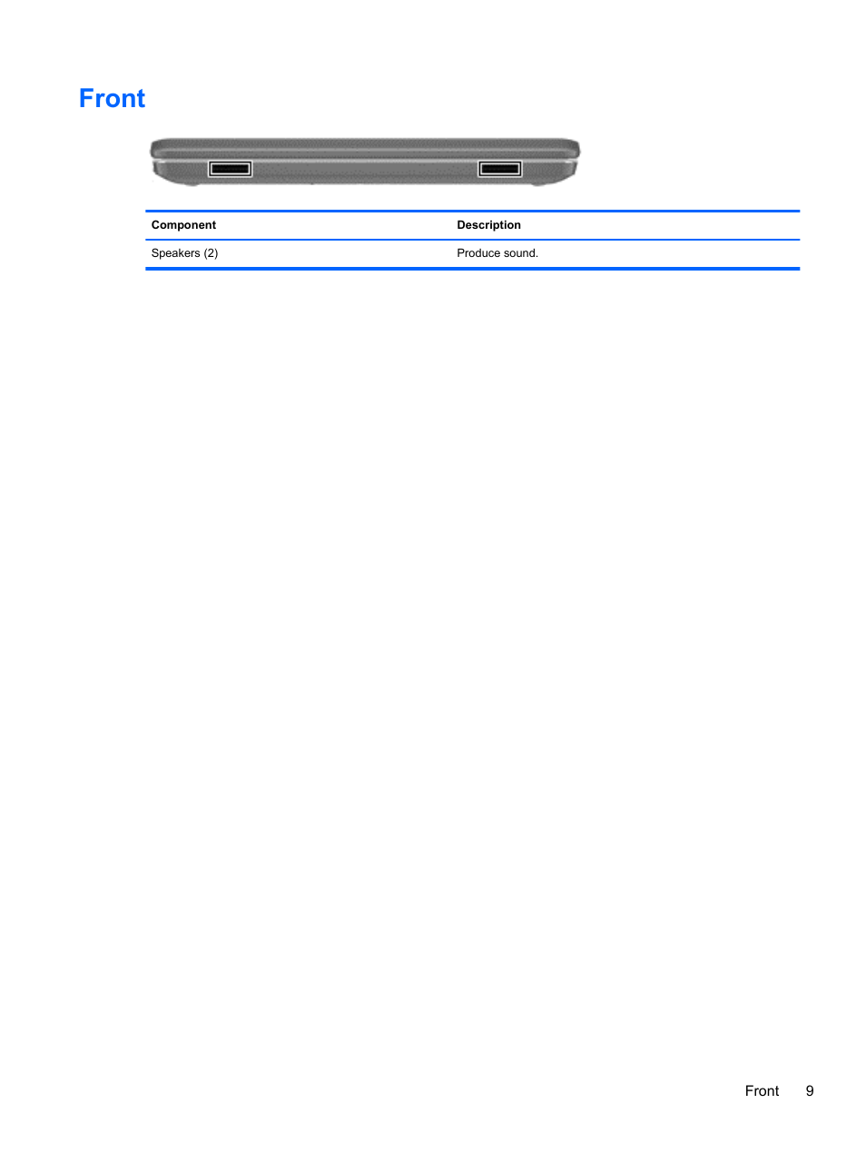 Front | HP Pavilion g4-1311nr Notebook PC User Manual | Page 19 / 99