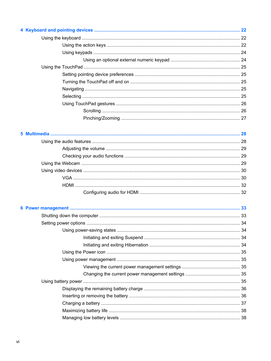 HP Pavilion g4-1311nr Notebook PC User Manual | Page 6 / 99