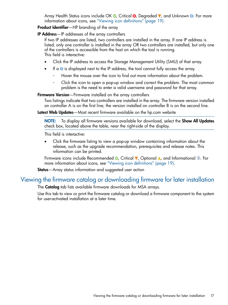 Viewing the firmware catalog | HP 2000SA G2-Modular-Smart-Array User Manual | Page 17 / 58