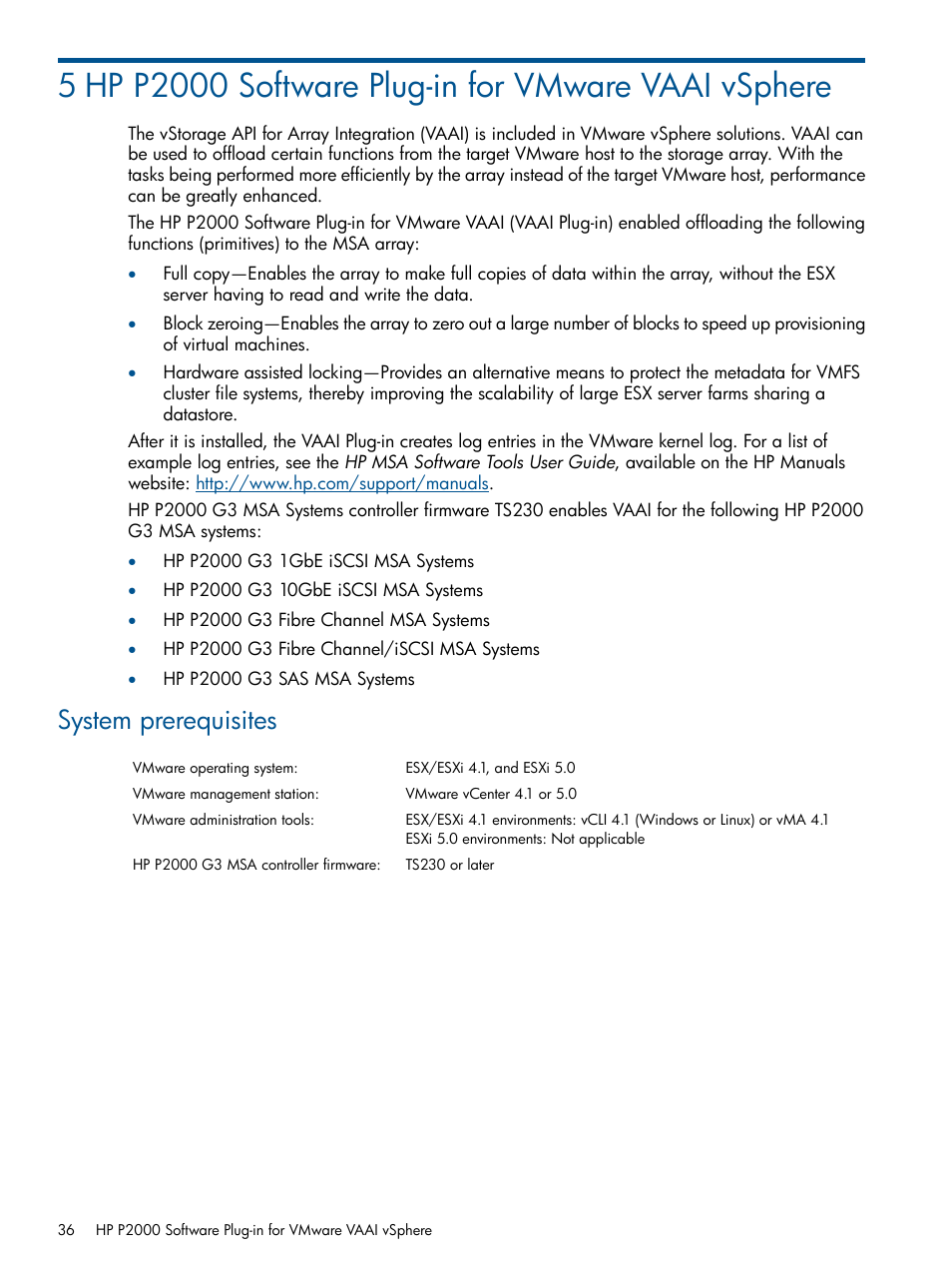 System prerequisites | HP 2000SA G2-Modular-Smart-Array User Manual | Page 36 / 58