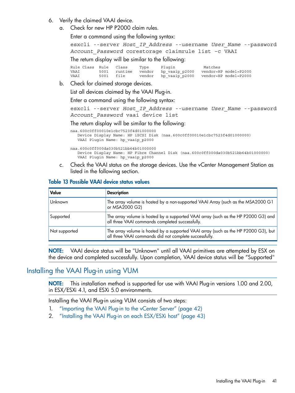 Installing the vaai plug-in using vum | HP 2000SA G2-Modular-Smart-Array User Manual | Page 41 / 58
