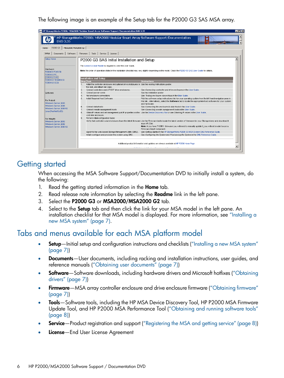 Getting started | HP 2000SA G2-Modular-Smart-Array User Manual | Page 6 / 58