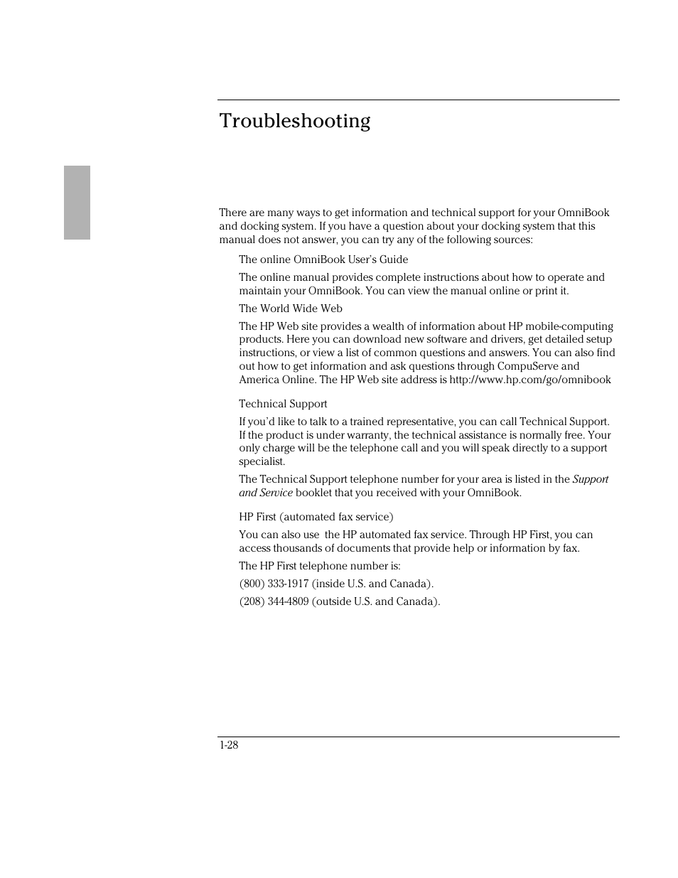 Troubleshooting | HP OmniBook 5700 Notebook PC User Manual | Page 28 / 39