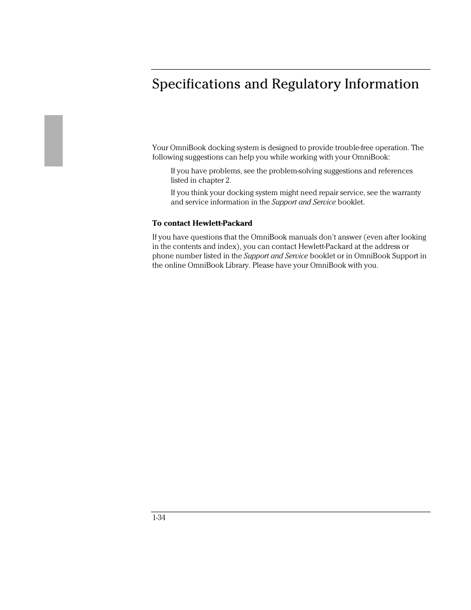 Specifications and regulatory information | HP OmniBook 5700 Notebook PC User Manual | Page 34 / 39