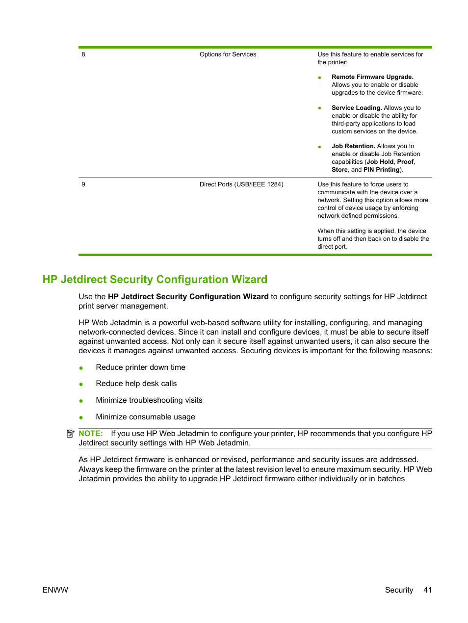 Hp jetdirect security configuration wizard | HP LaserJet P4014 Printer series User Manual | Page 51 / 72