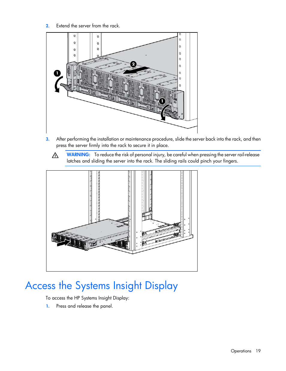 Access the systems insight display | HP ProLiant DL560 Gen8 Server User Manual | Page 19 / 102