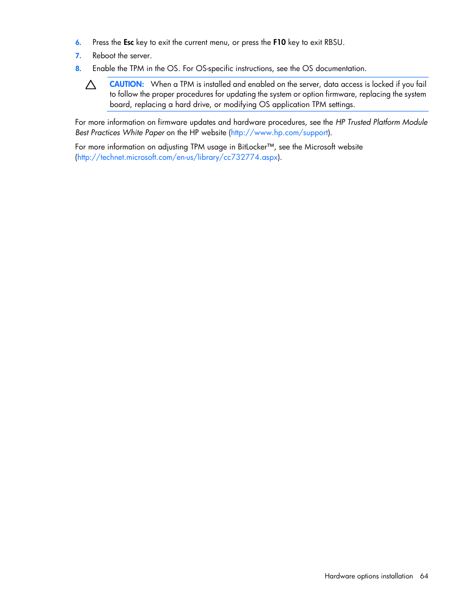 HP ProLiant DL560 Gen8 Server User Manual | Page 64 / 102