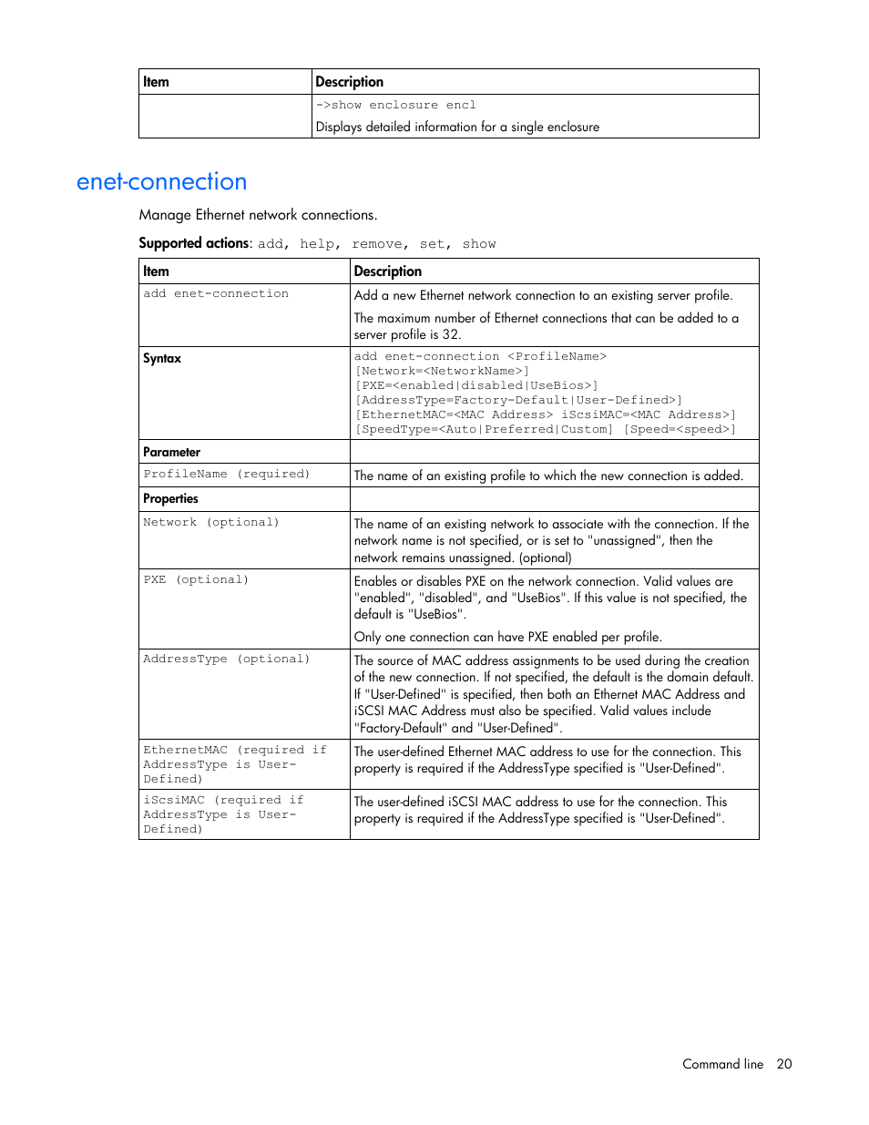 Enet-connection | HP Virtual Connect 8Gb 24-port Fibre Channel Module for c-Class BladeSystem User Manual | Page 20 / 93