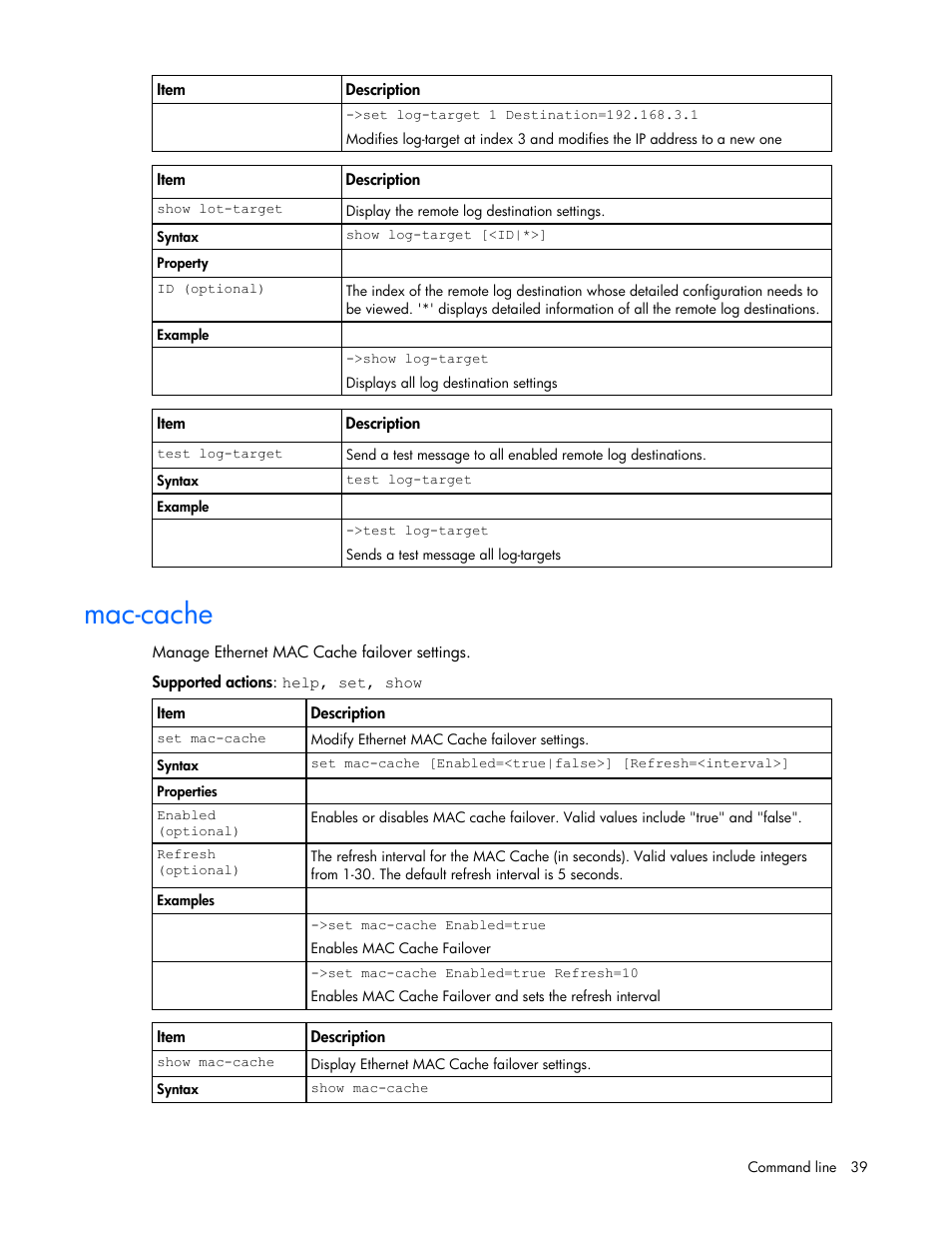 Mac-cache | HP Virtual Connect 8Gb 24-port Fibre Channel Module for c-Class BladeSystem User Manual | Page 39 / 93
