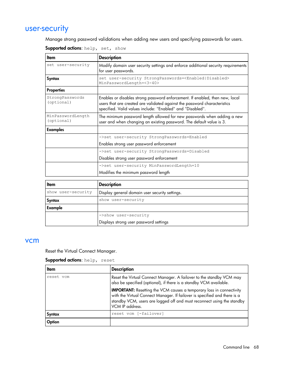 User-security | HP Virtual Connect 8Gb 24-port Fibre Channel Module for c-Class BladeSystem User Manual | Page 68 / 93