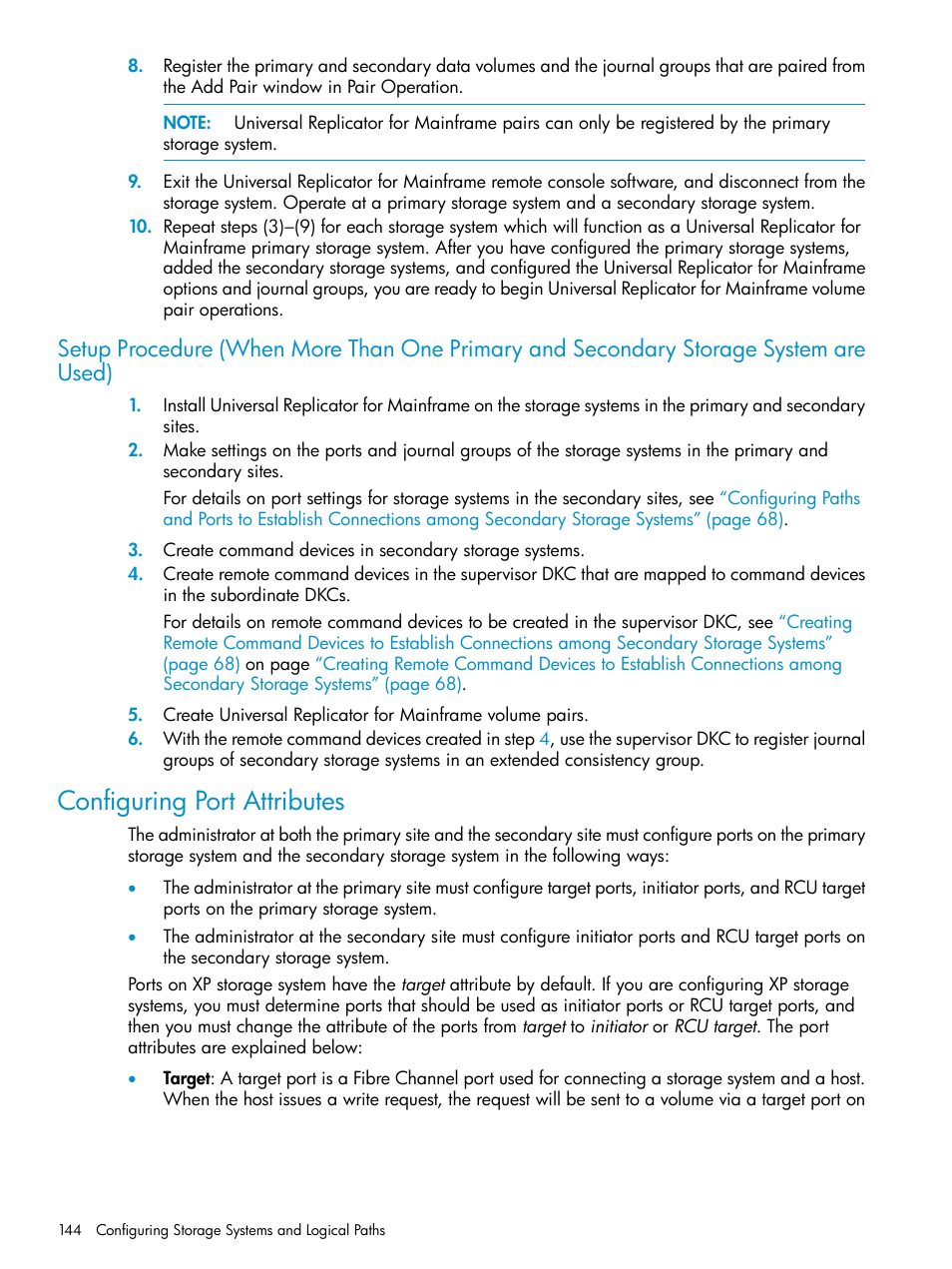 Configuring port attributes | HP StorageWorks XP Remote Web Console Software User Manual | Page 144 / 252