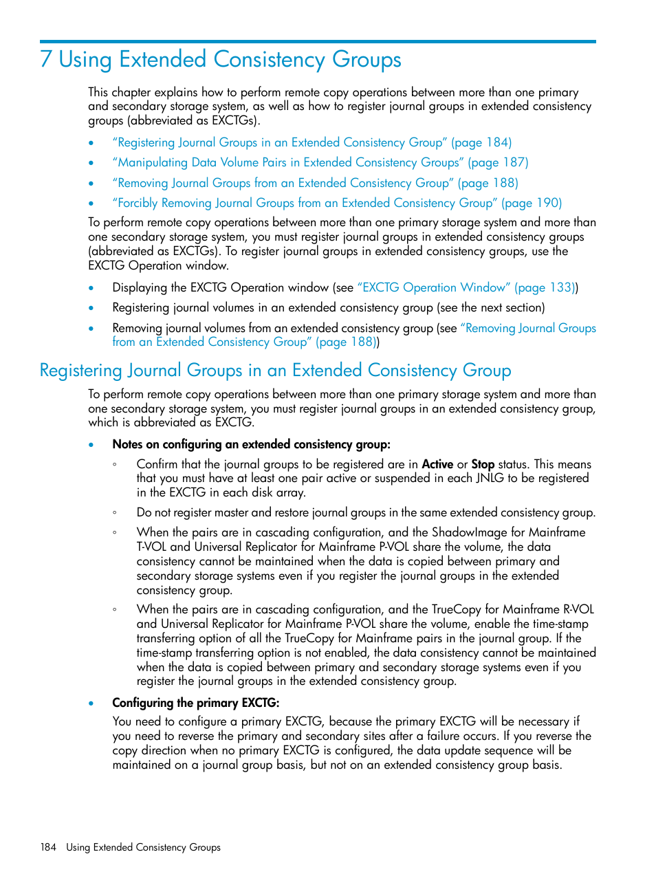 7 using extended consistency groups | HP StorageWorks XP Remote Web Console Software User Manual | Page 184 / 252
