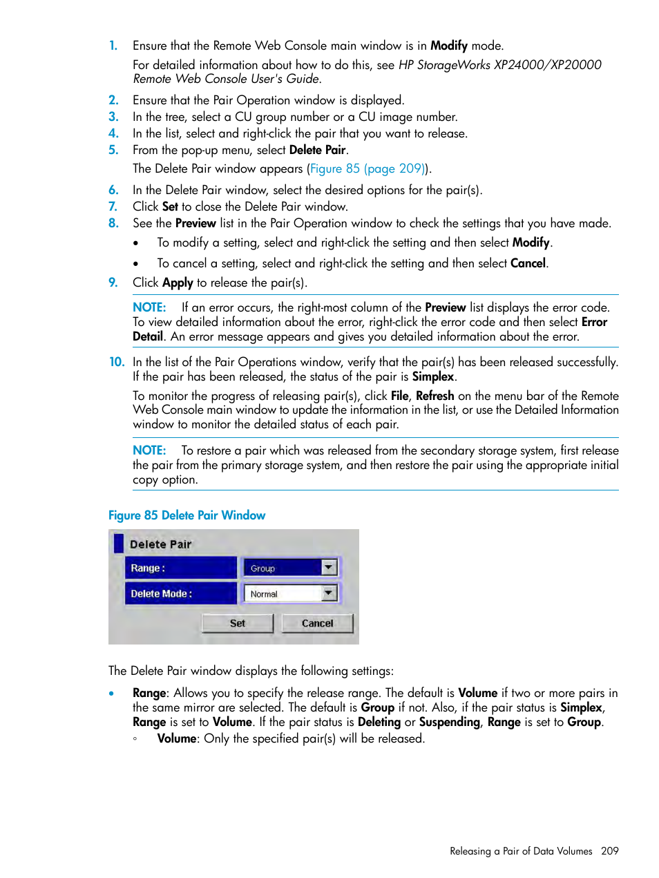 HP StorageWorks XP Remote Web Console Software User Manual | Page 209 / 252