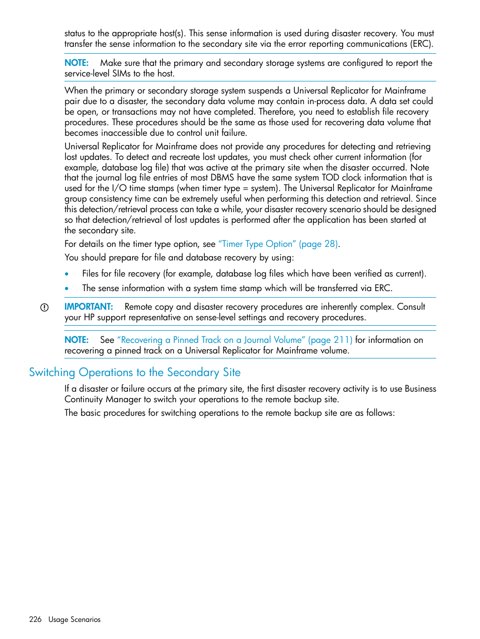 Switching operations to the secondary site | HP StorageWorks XP Remote Web Console Software User Manual | Page 226 / 252