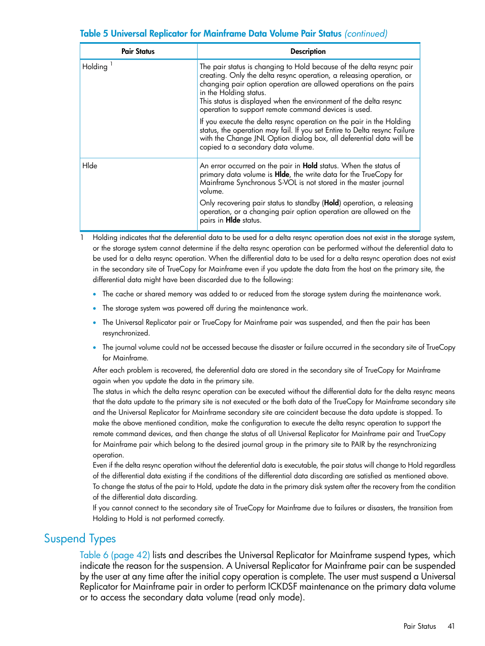 Suspend types | HP StorageWorks XP Remote Web Console Software User Manual | Page 41 / 252