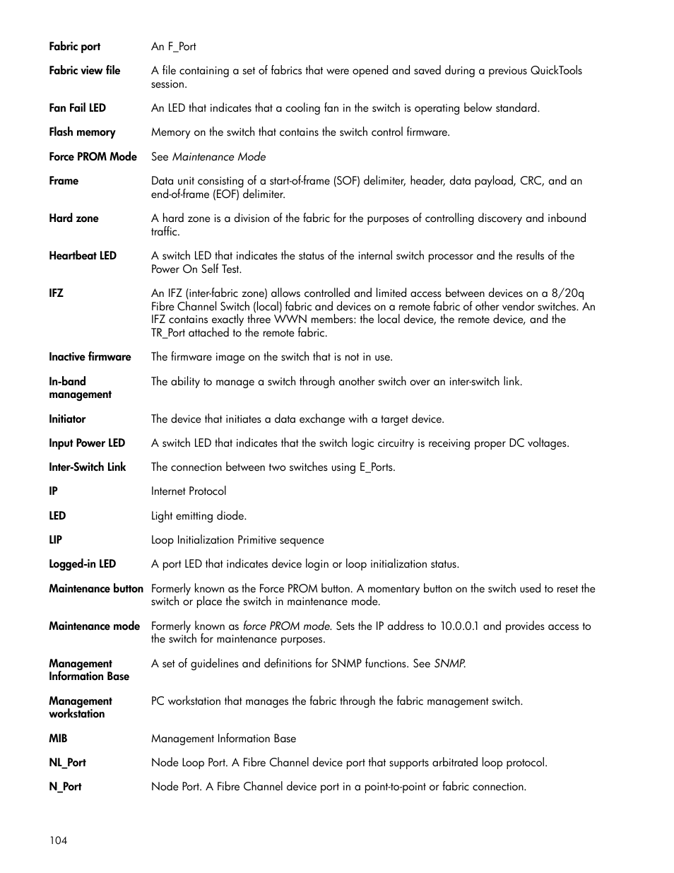 HP 8.20q Fibre Channel Switch User Manual | Page 104 / 108
