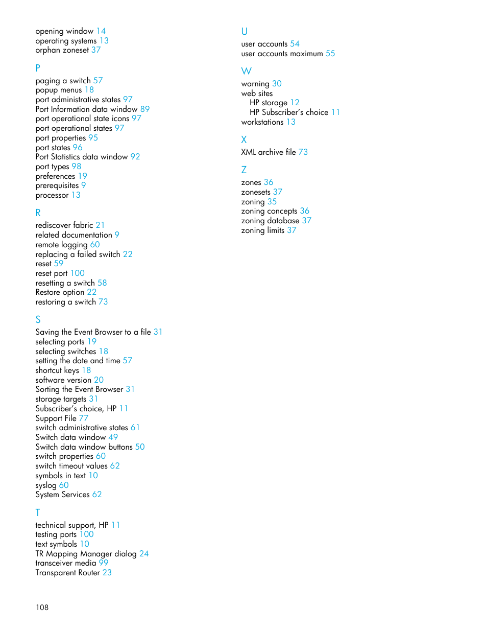 HP 8.20q Fibre Channel Switch User Manual | Page 108 / 108