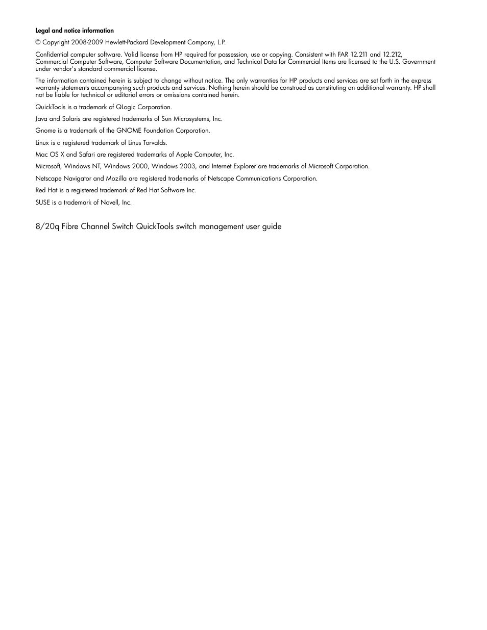 HP 8.20q Fibre Channel Switch User Manual | Page 2 / 108