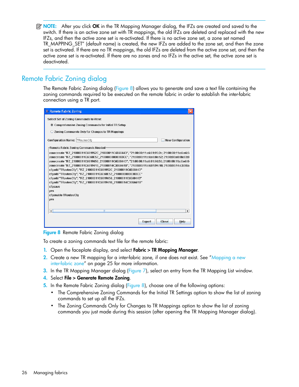 Remote fabric zoning dialog, Figure 8 remote fabric zoning dialog, 8 remote fabric zoning dialog | HP 8.20q Fibre Channel Switch User Manual | Page 26 / 108