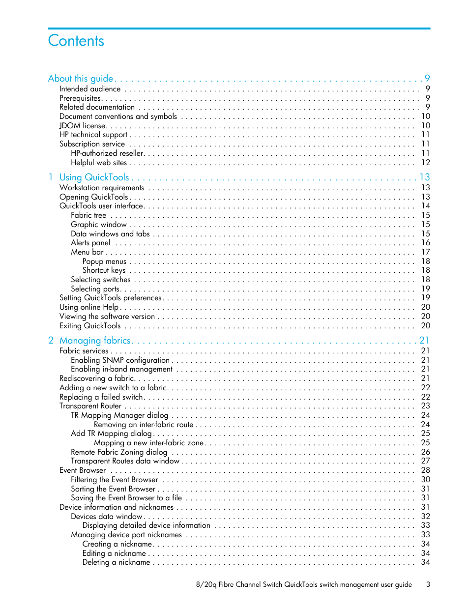 HP 8.20q Fibre Channel Switch User Manual | Page 3 / 108