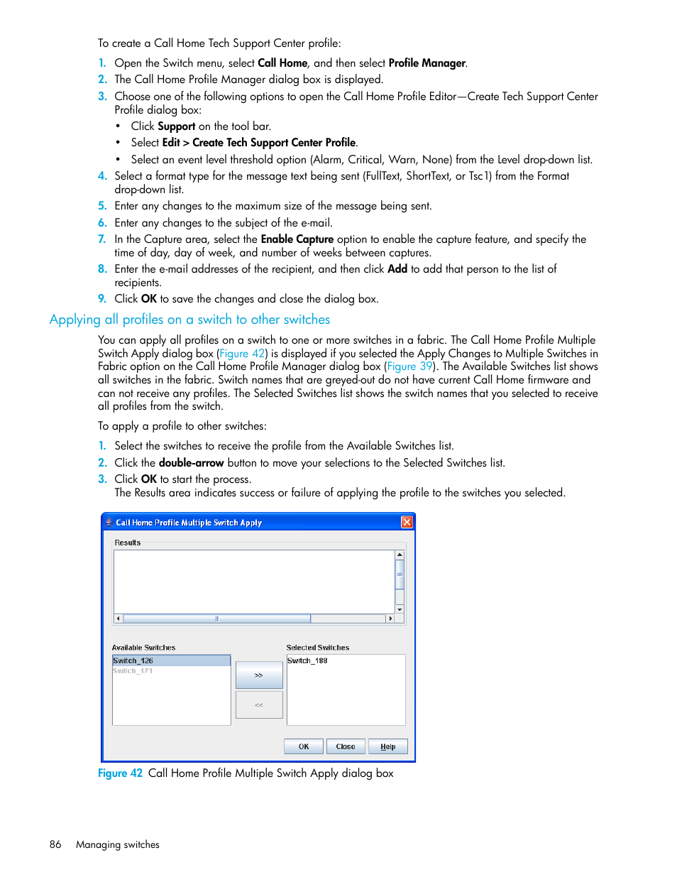 Applying all profiles on a, Switch to other switches | HP 8.20q Fibre Channel Switch User Manual | Page 86 / 108