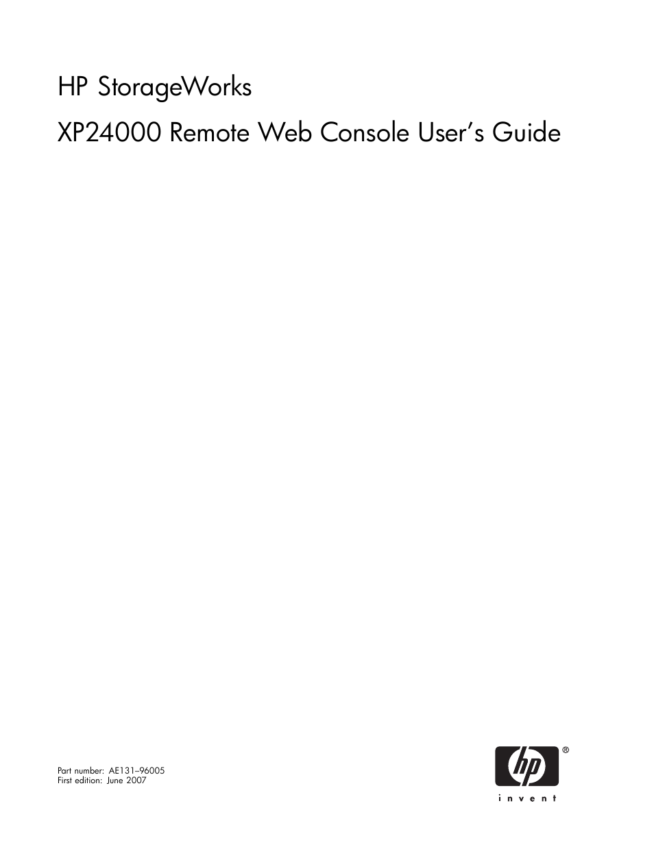 HP XP20000XP24000 Disk Array User Manual | 110 pages