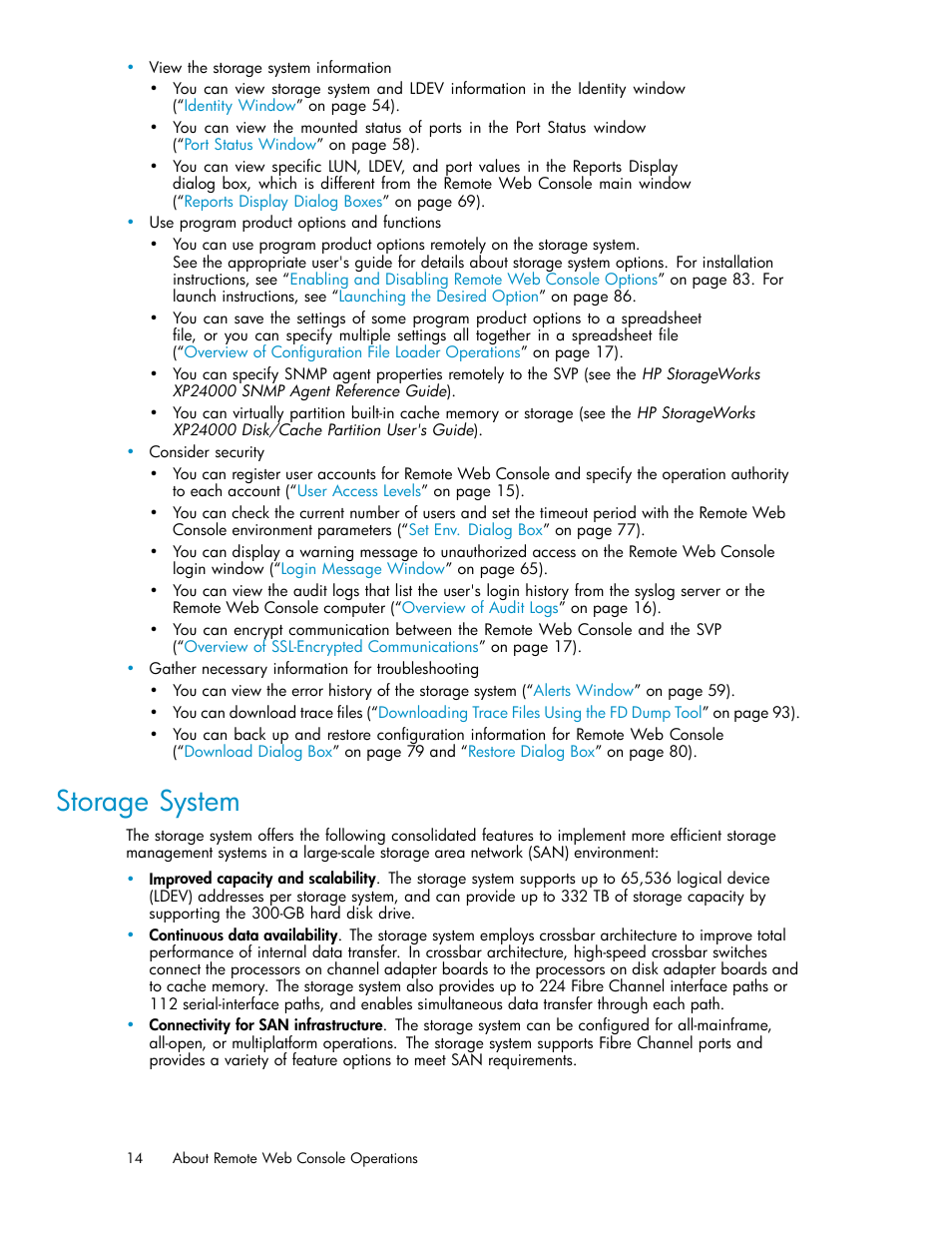 Storage system | HP XP20000XP24000 Disk Array User Manual | Page 14 / 110