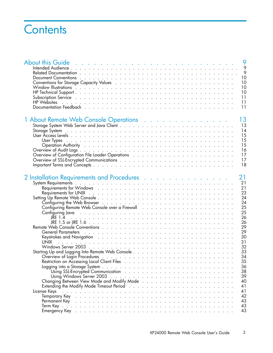 HP XP20000XP24000 Disk Array User Manual | Page 3 / 110