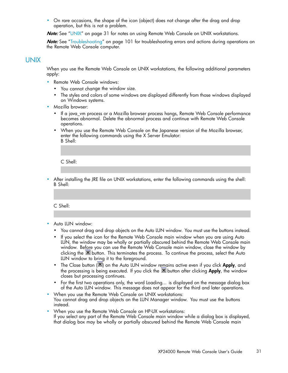 Unix | HP XP20000XP24000 Disk Array User Manual | Page 31 / 110