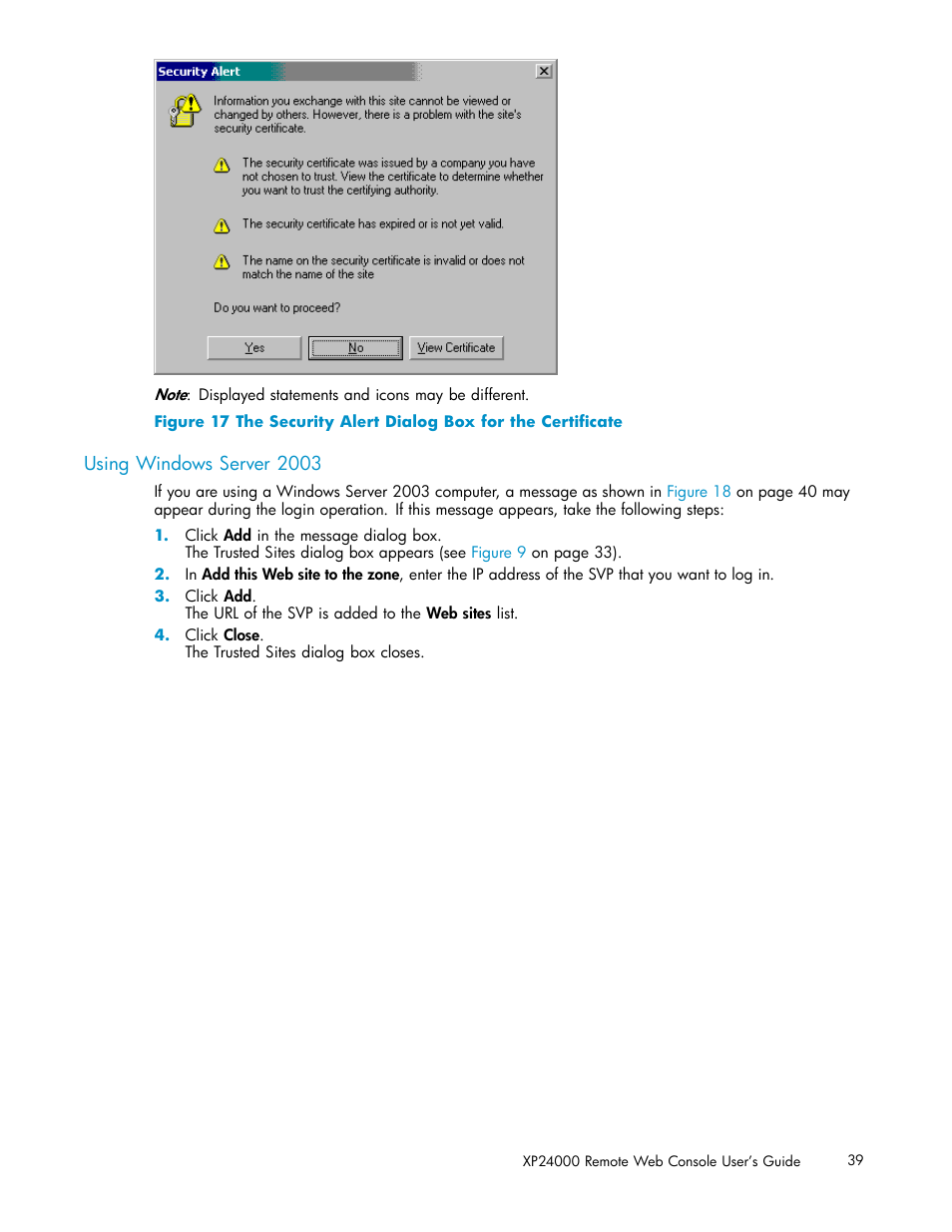 Using windows server 2003, Figure 17 | HP XP20000XP24000 Disk Array User Manual | Page 39 / 110