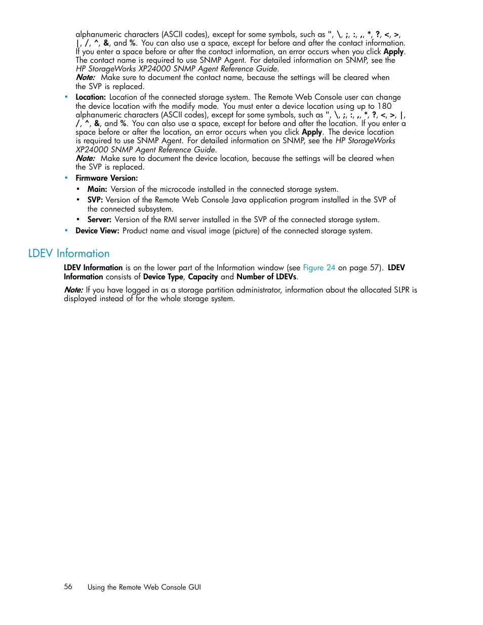 Ldev information | HP XP20000XP24000 Disk Array User Manual | Page 56 / 110