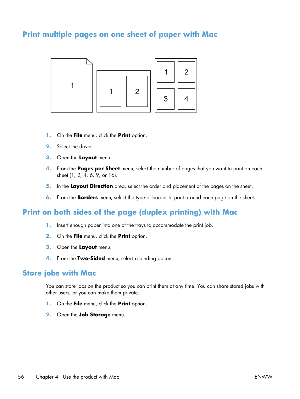 Store jobs with mac | HP LaserJet Enterprise 600 Printer M603 series User Manual | Page 72 / 264