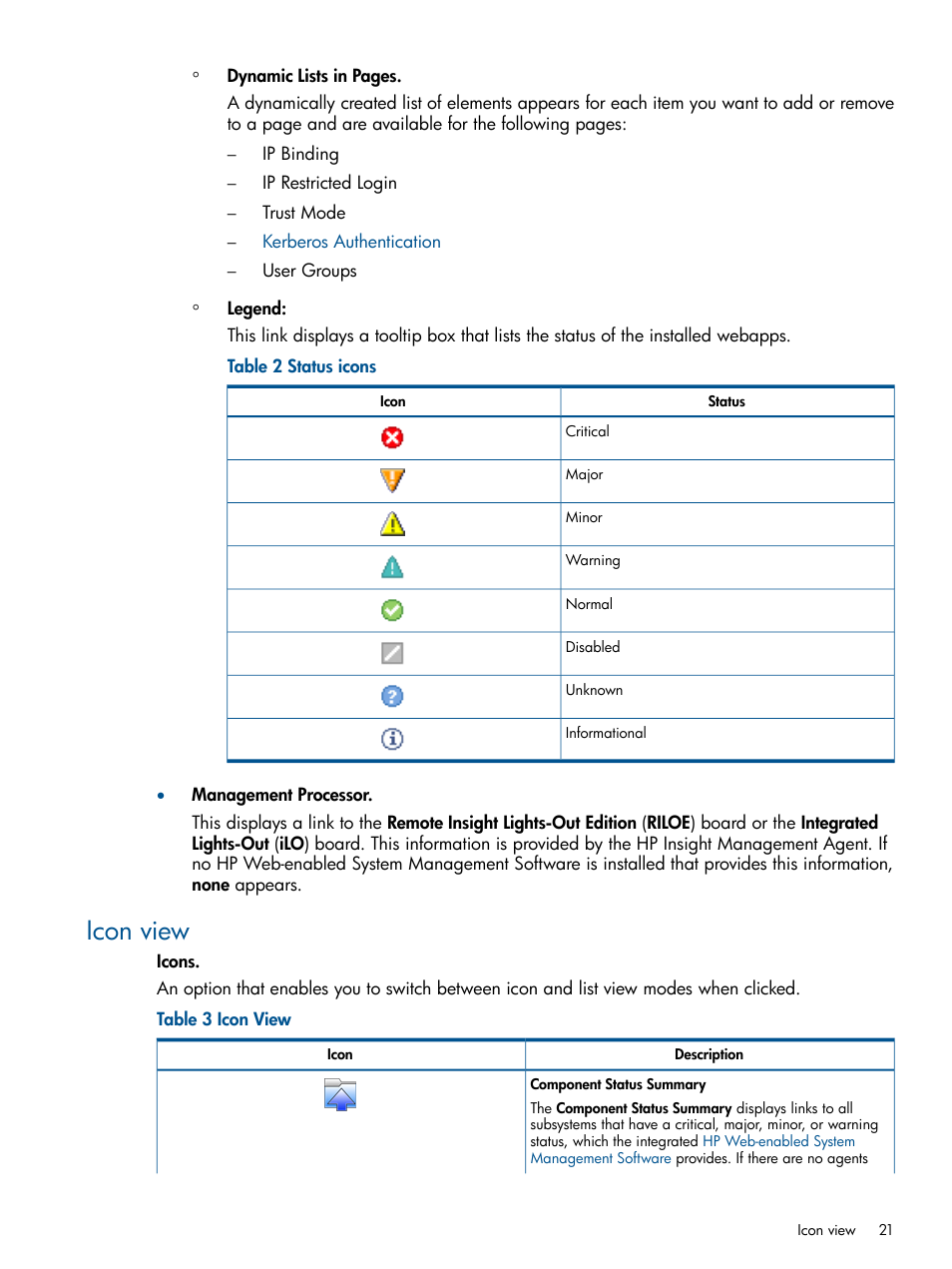 Icon view | HP System Management Homepage-Software User Manual | Page 21 / 94