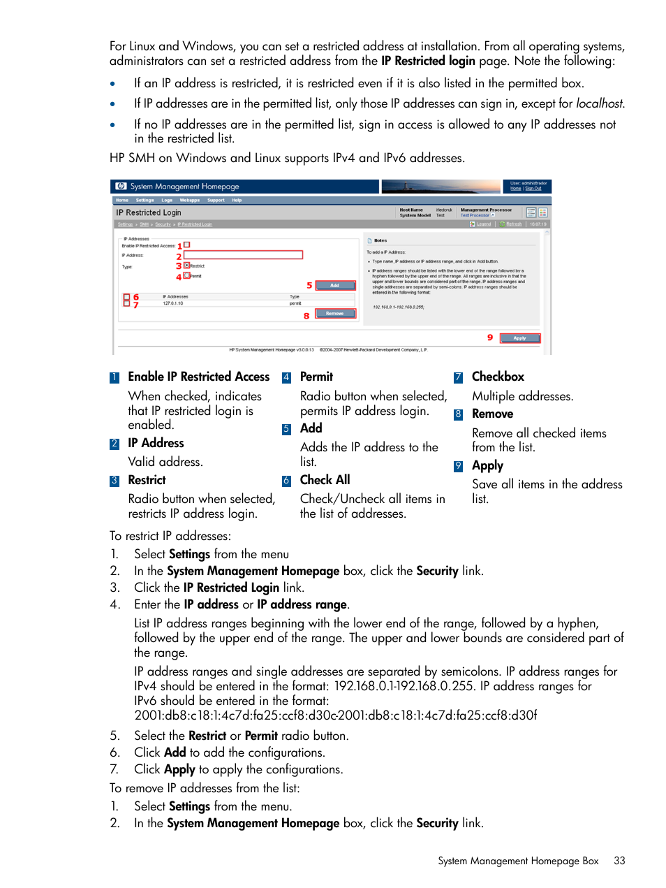 HP System Management Homepage-Software User Manual | Page 33 / 94