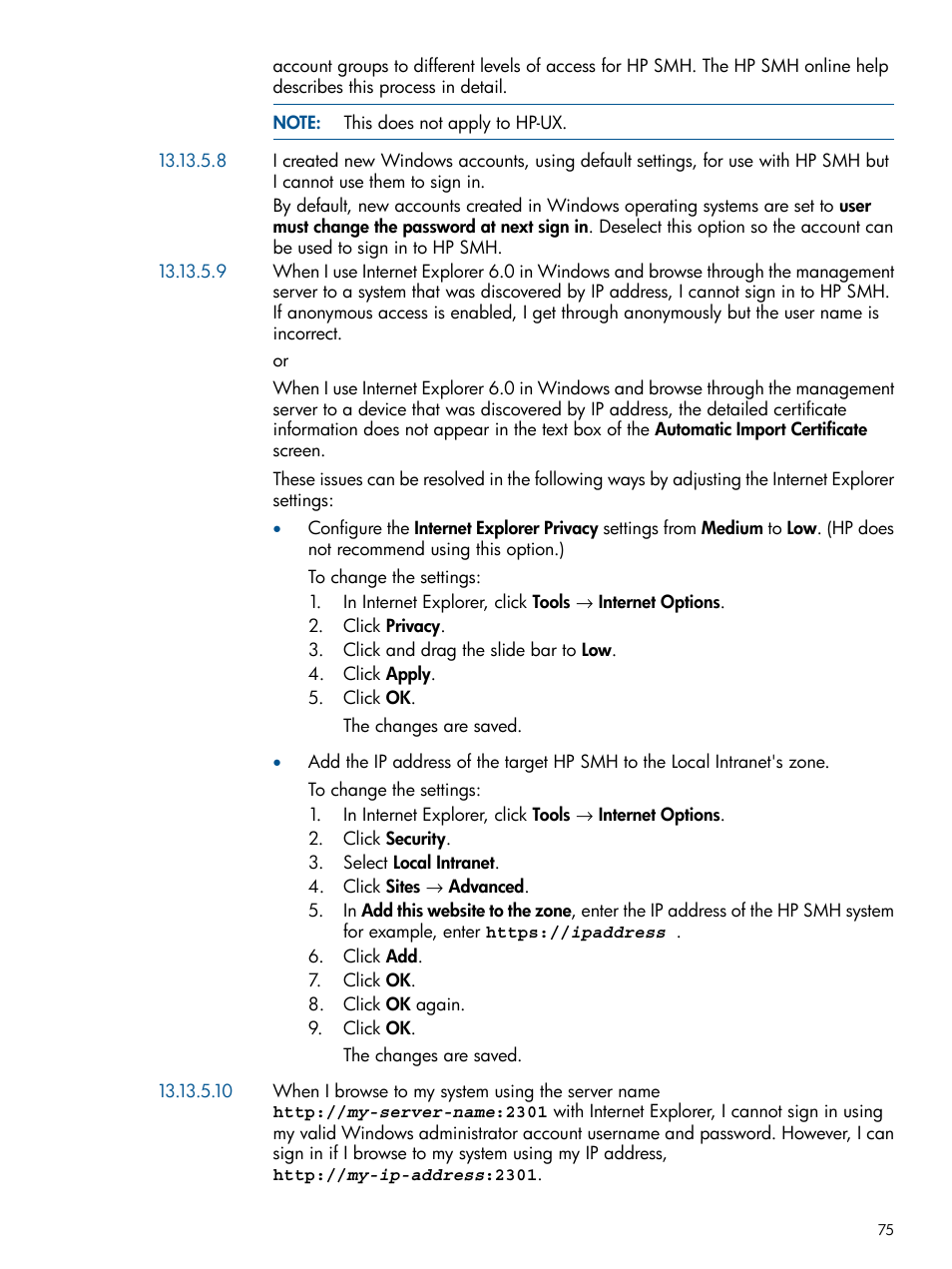 HP System Management Homepage-Software User Manual | Page 75 / 94