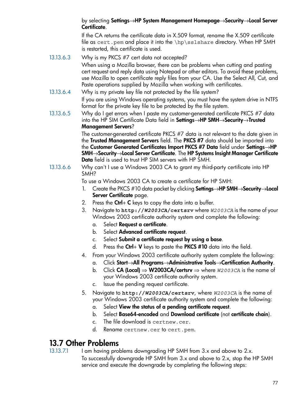 7 other problems | HP System Management Homepage-Software User Manual | Page 77 / 94