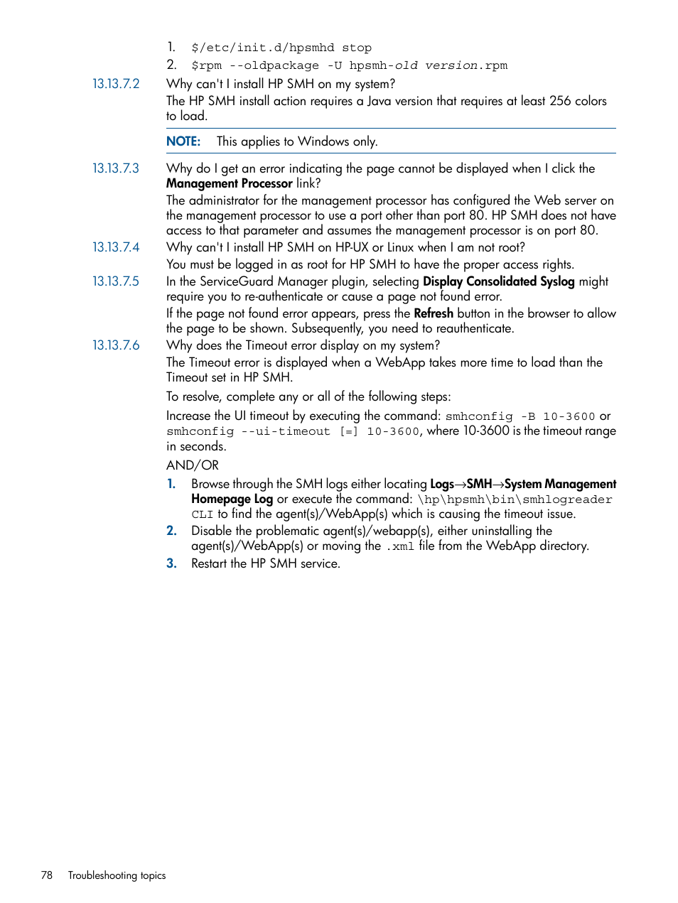 HP System Management Homepage-Software User Manual | Page 78 / 94