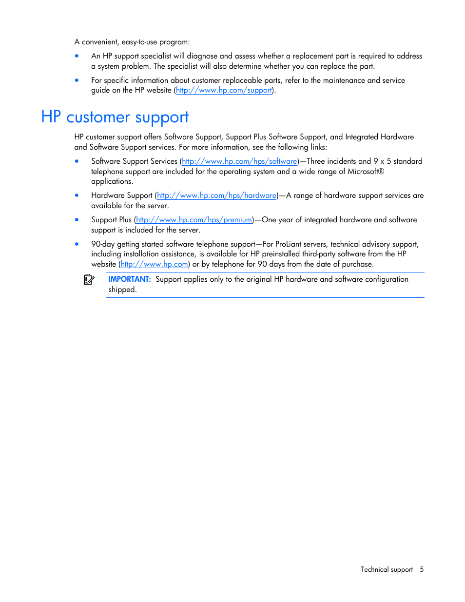 Hp customer support | HP ProLiant DL360 G4p Server User Manual | Page 5 / 23