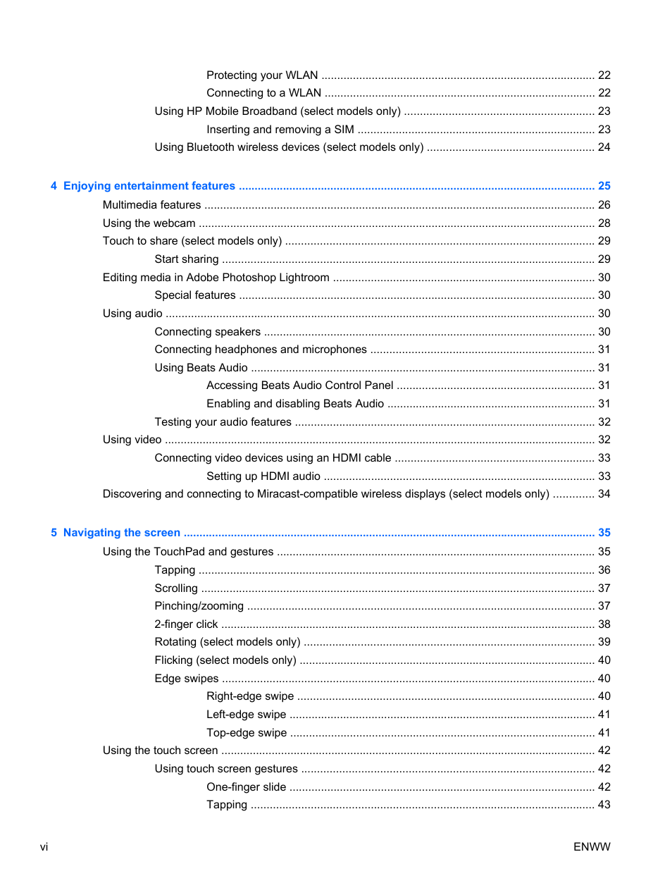 HP Spectre 13 x2 Pro PC User Manual | Page 6 / 86