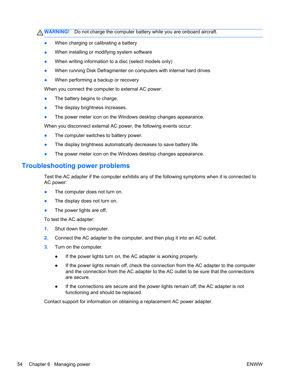 Troubleshooting power problems | HP Spectre 13 x2 Pro PC User Manual | Page 64 / 86