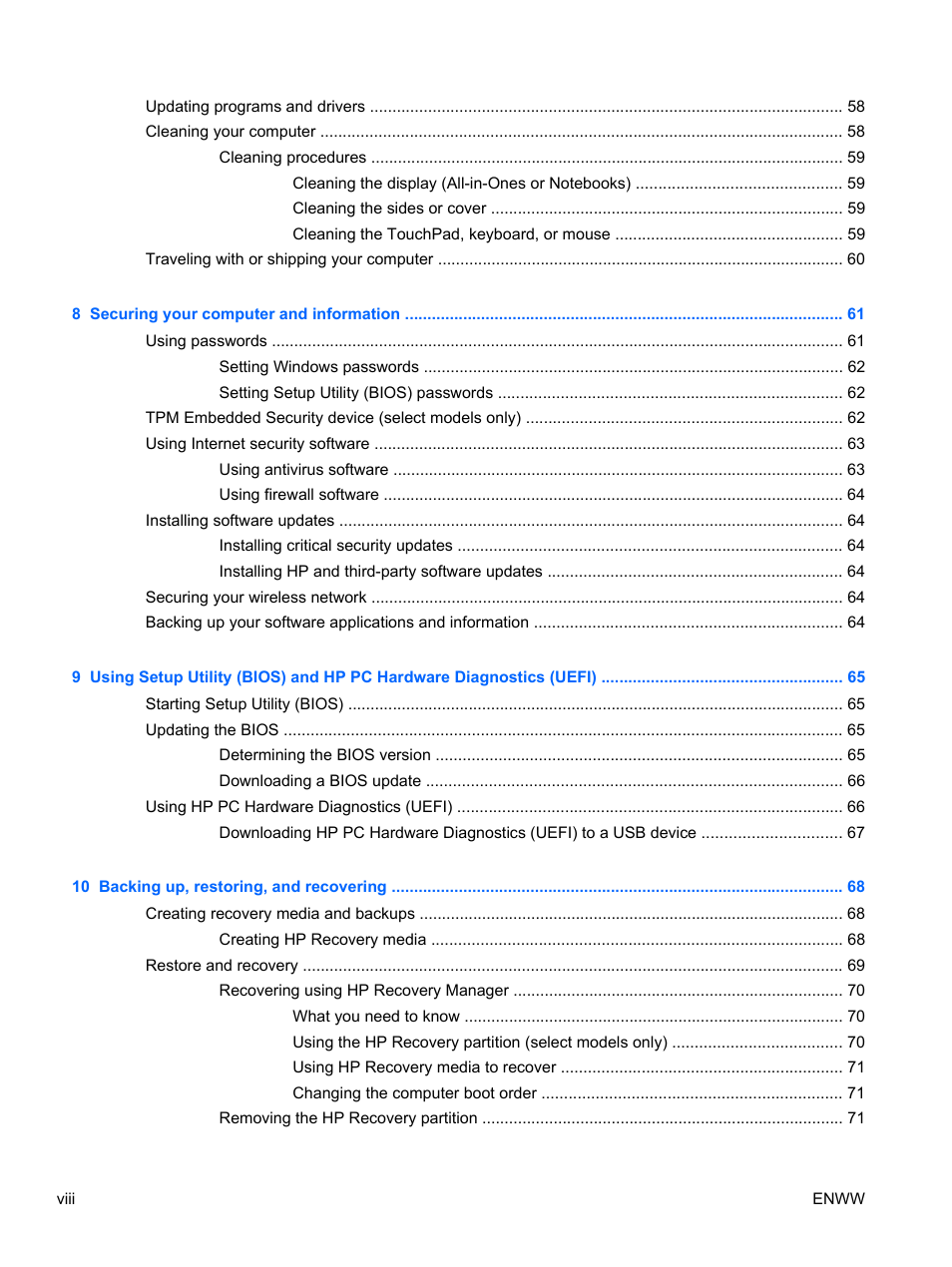 HP Spectre 13 x2 Pro PC User Manual | Page 8 / 86