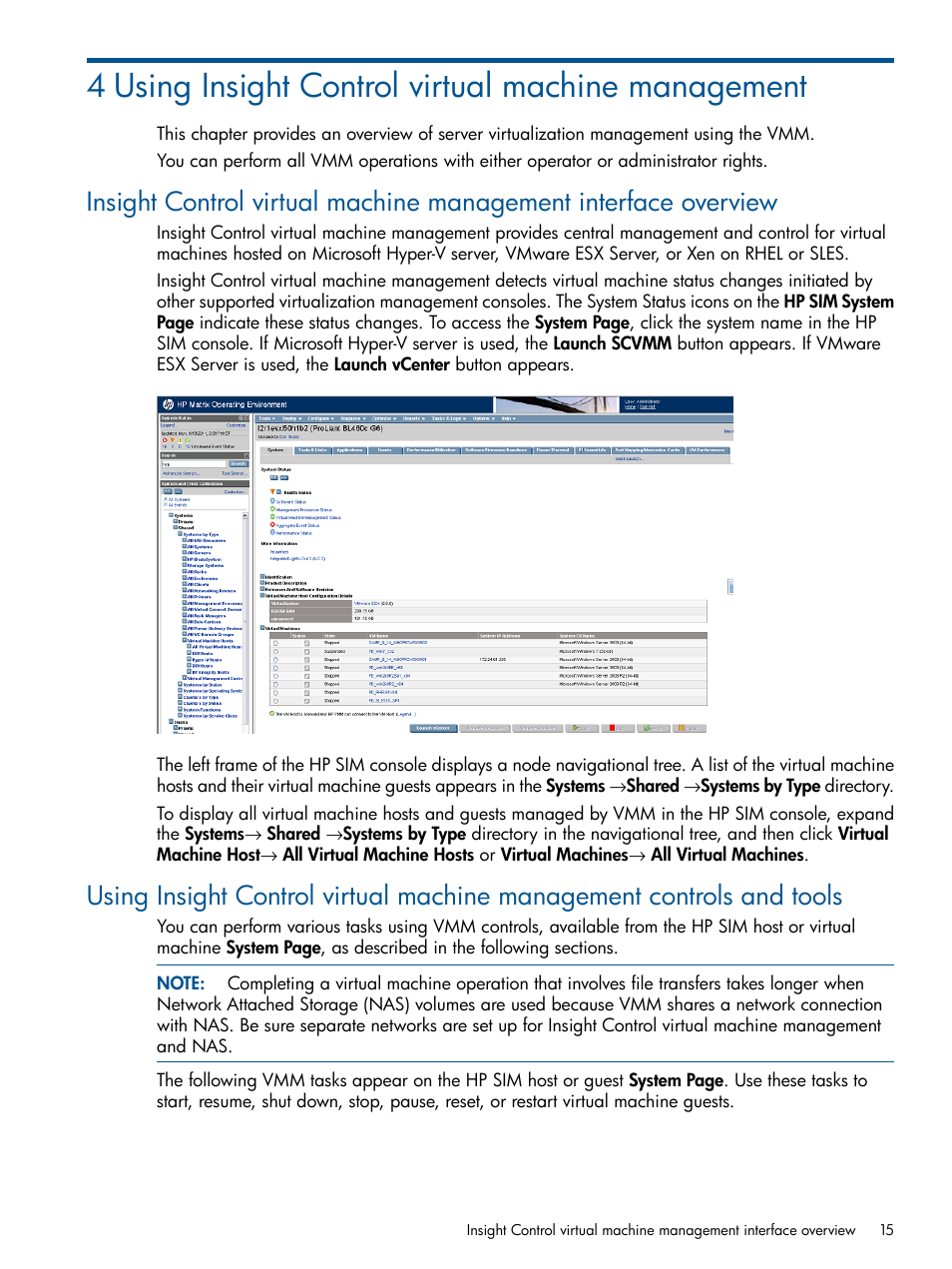 4 using insight control virtual machine management | HP Insight Control Software for Linux User Manual | Page 15 / 54