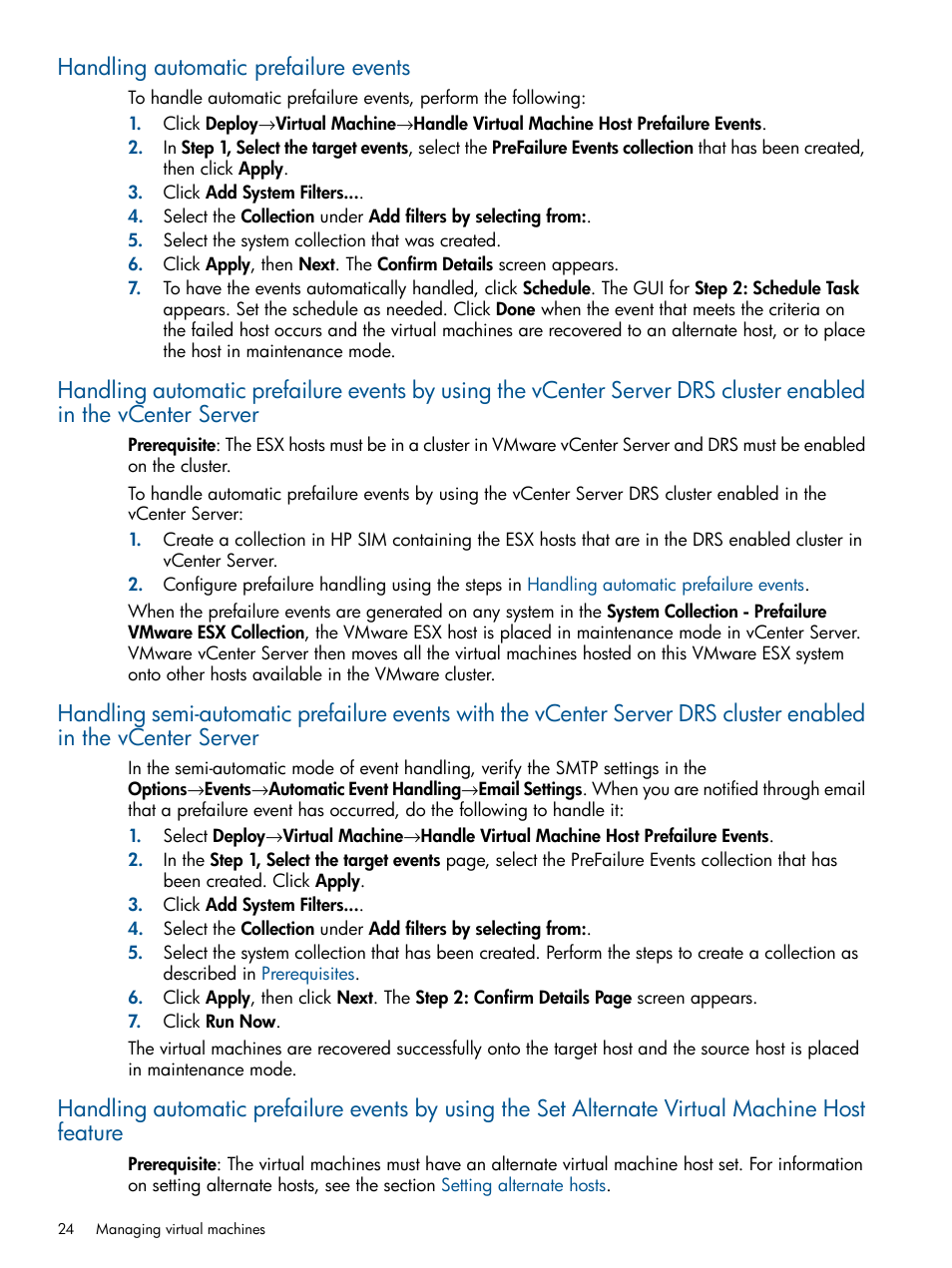 Handling automatic prefailure events | HP Insight Control Software for Linux User Manual | Page 24 / 54